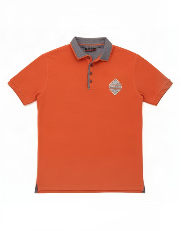 Pierre Cardin Mens Polo Shirt Medium Orange Colourblock