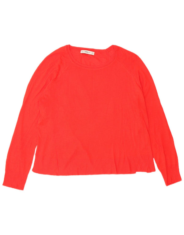 Zara Womens Oversized Boat Neck Jumper Sweater UK 10 Small Red