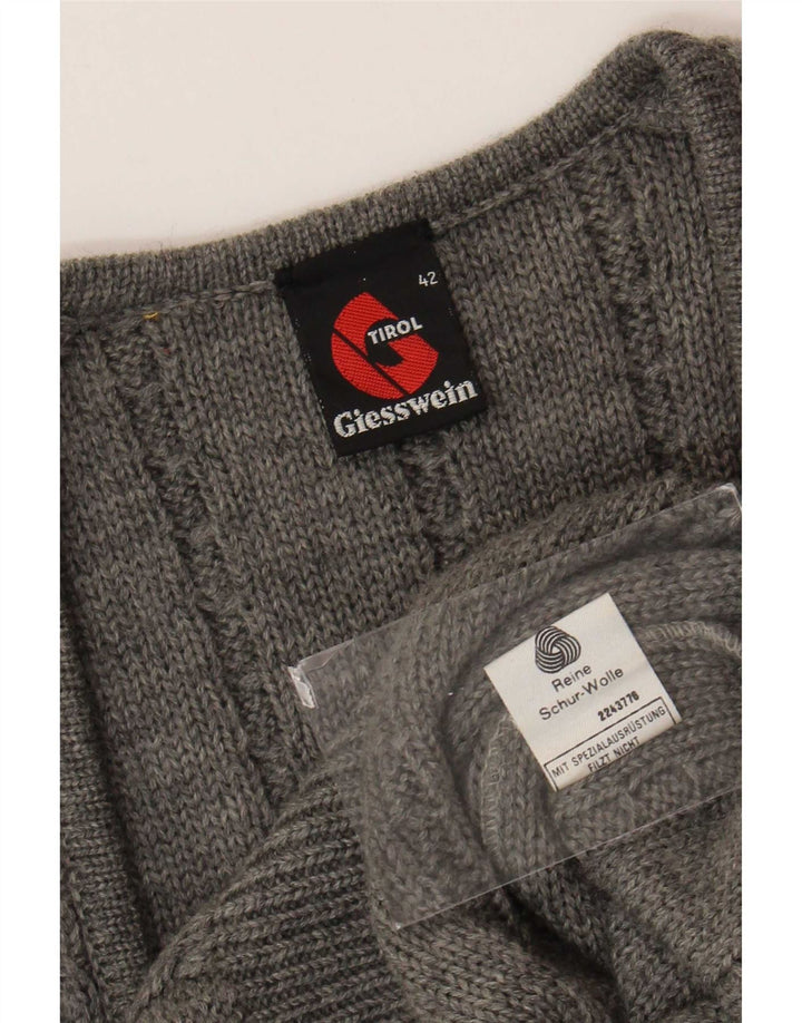 Giesswein Womens Knit Crop Waistcoat EU 42 Large Grey Virgin Wool