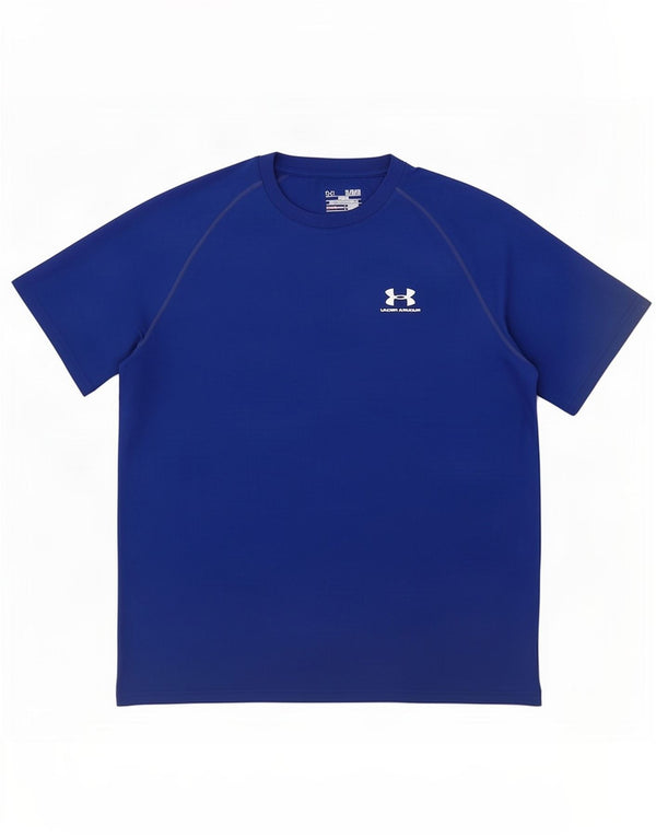 Under Armour Mens Heat Gear T-Shirt Top XL Blue Polyester