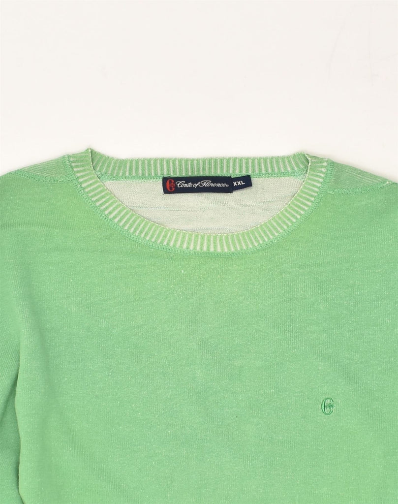 CONTE OF FLORENCE Womens Crew Neck Jumper Sweater UK 20 2XL Green Cotton | Vintage Conte of Florence | Thrift | Second-Hand Conte of Florence | Used Clothing | Messina Hembry 