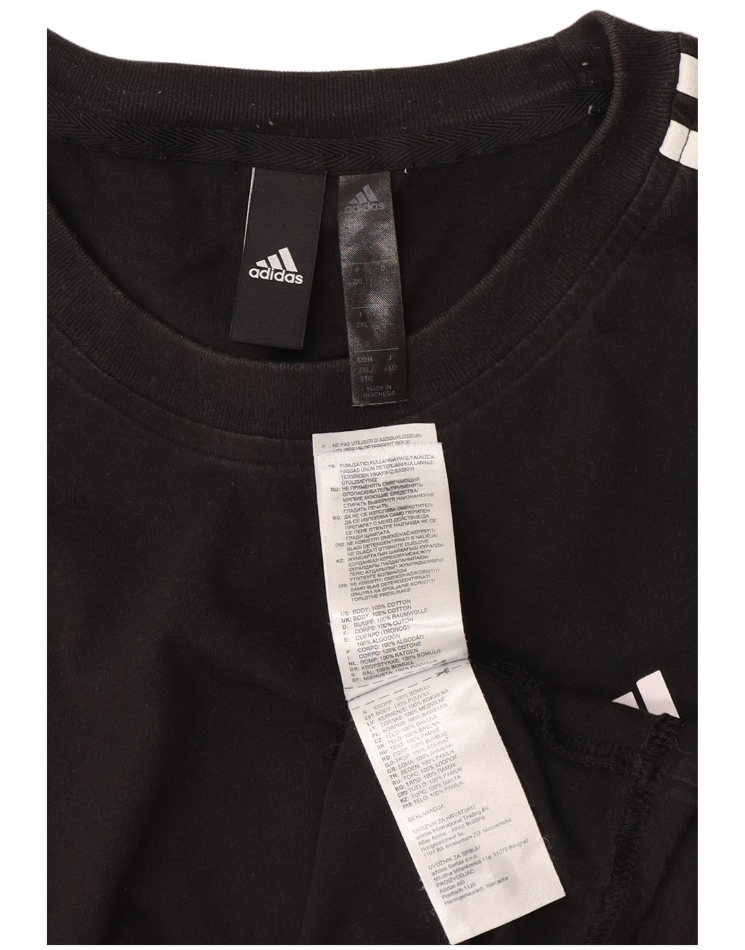 Adidas Mens T-Shirt Top 2XL Black Cotton