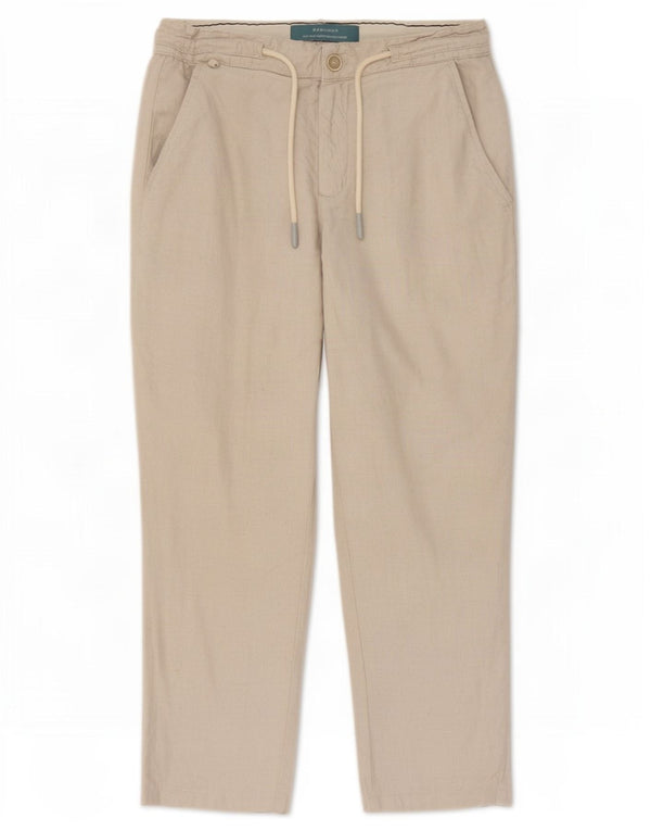 Zara Mens Crop Chino Trousers Small W30 L25 Grey Linen