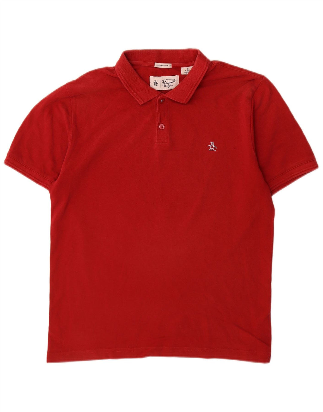 Penguin Mens Heritage Slim Fit Polo Shirt Medium Red Cotton