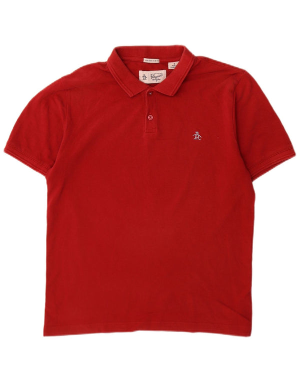 Penguin Mens Heritage Slim Fit Polo Shirt Medium Red Cotton