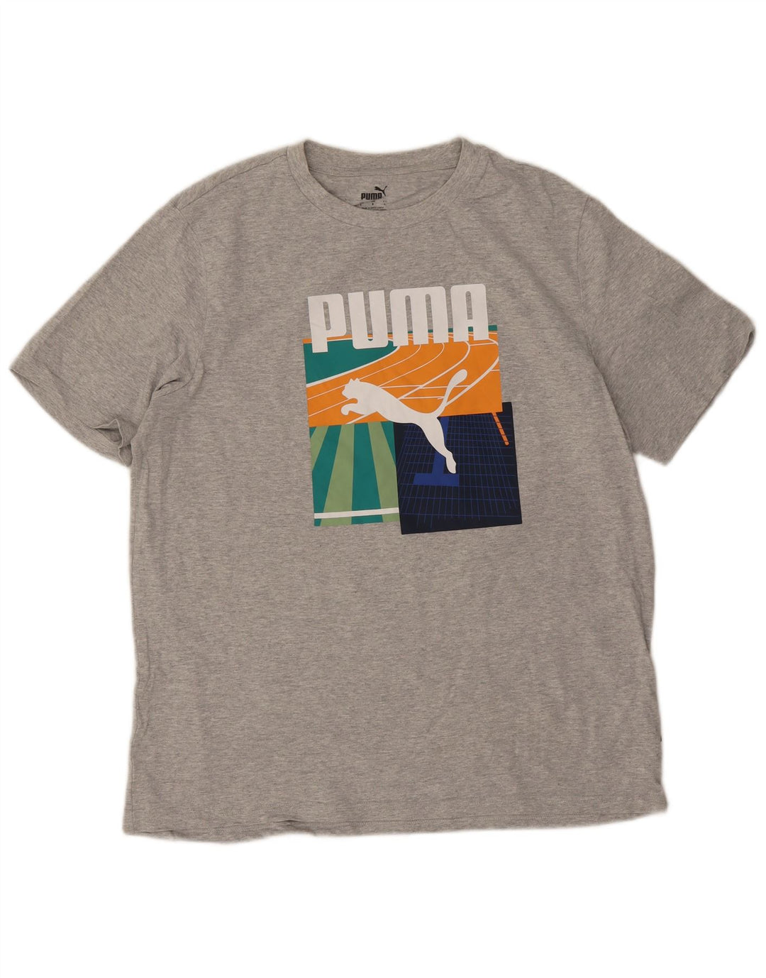 Puma Mens Graphic T-Shirt Top Large Grey Cotton