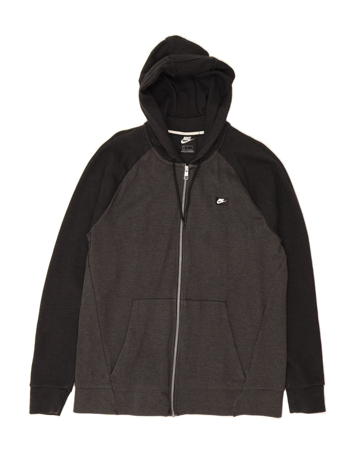 NIKE Mens Zip Hoodie Sweater Large Grey Colourblock Cotton Vintage Nike and Second-Hand Nike from Messina Hembry 