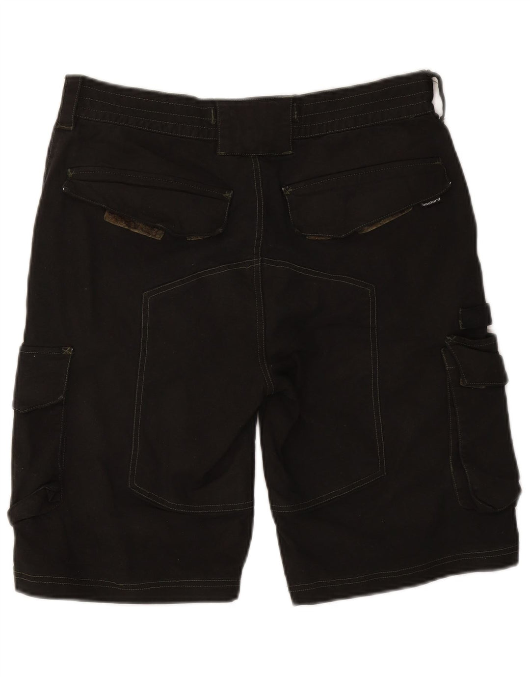 BASTARD Mens Cargo Shorts W32 Medium Black Cotton