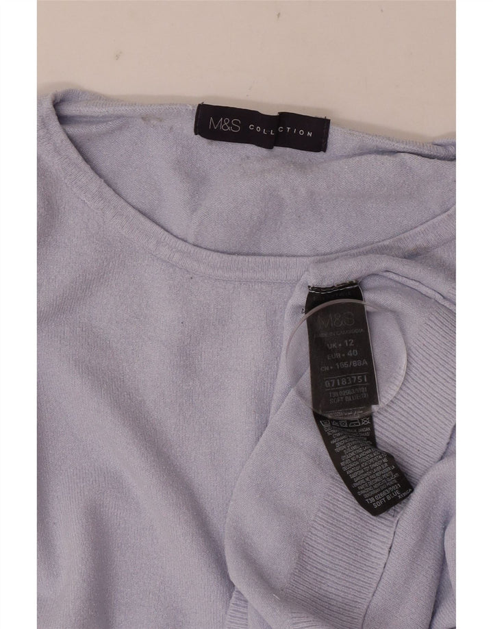 Marks & Spencer Womens Boat Neck Jumper Sweater UK 12 Medium Blue Viscose