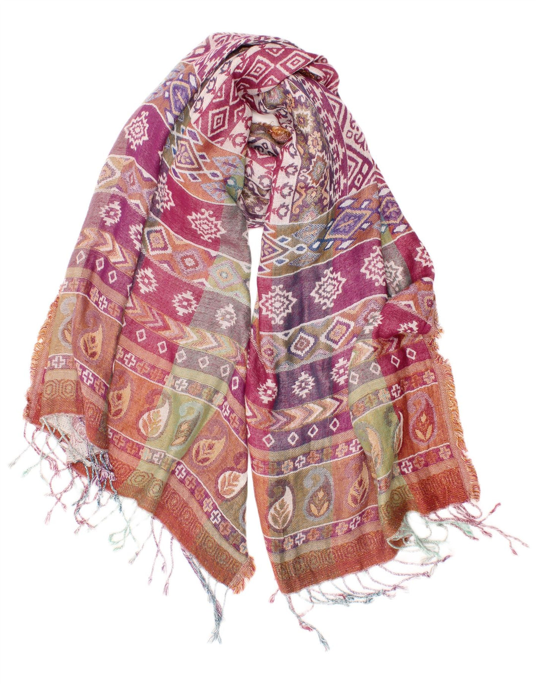 Monsoon Womens Rectangle Scarf One Size Multicoloured Fair Isle Bohemian