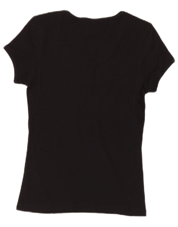 Champion Womens Heritage Classics T-Shirt Top UK 12 Medium Black Cotton