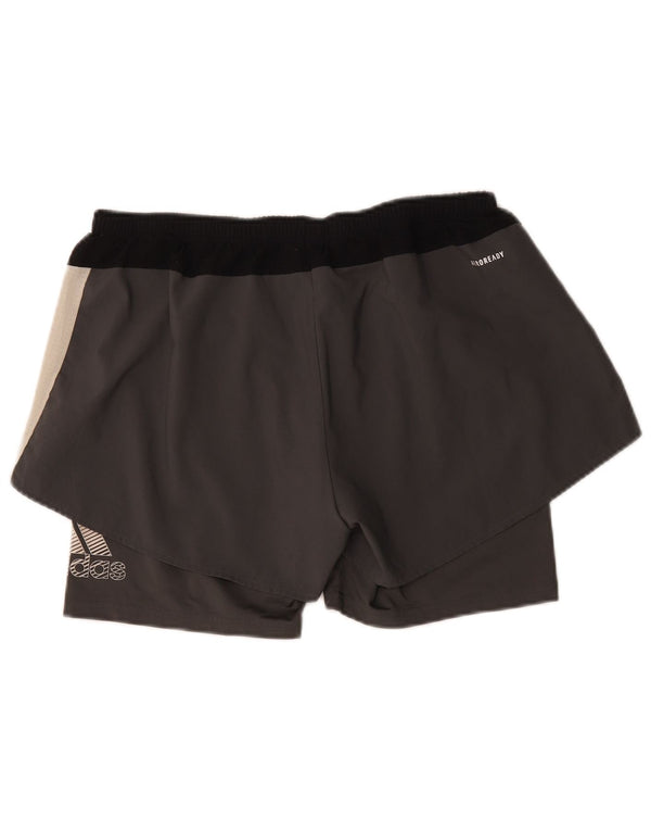 Adidas Womens Aeroready Sport Shorts UK 16/18 Large Grey Colourblock