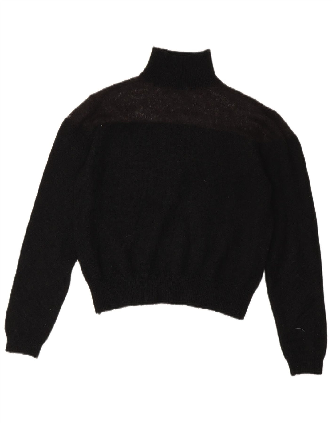 Zara Womens Crop Roll Neck Jumper Sweater UK 10 Small Black Polyester