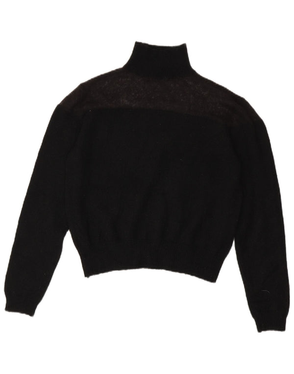 Zara Womens Crop Roll Neck Jumper Sweater UK 10 Small Black Polyester