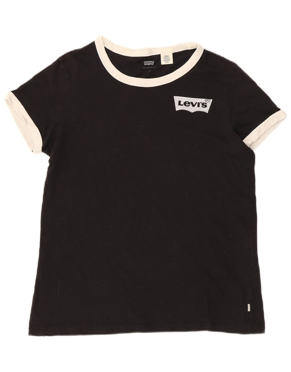 Levi's Womens T-Shirt Top UK 10 Small Black Colourblock Cotton