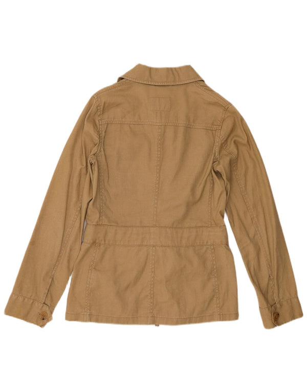 Massimo Dutti Womens Utility Jacket EU 36 XS Khaki Linen
