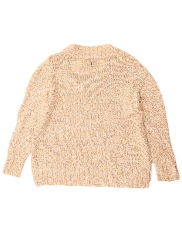 CHAPS Womens V-Neck Jumper Sweater UK 16 Large Beige Flecked Acrylic