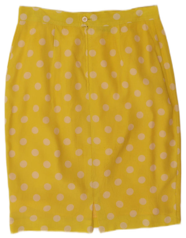 Pierre Cardin Womens Pencil Skirt EU 42 Large W30  Yellow Polka Dot Acetate