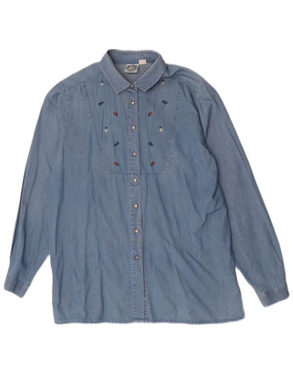Hammerschmid Womens Shirt EU 40 Medium Blue Floral Cotton