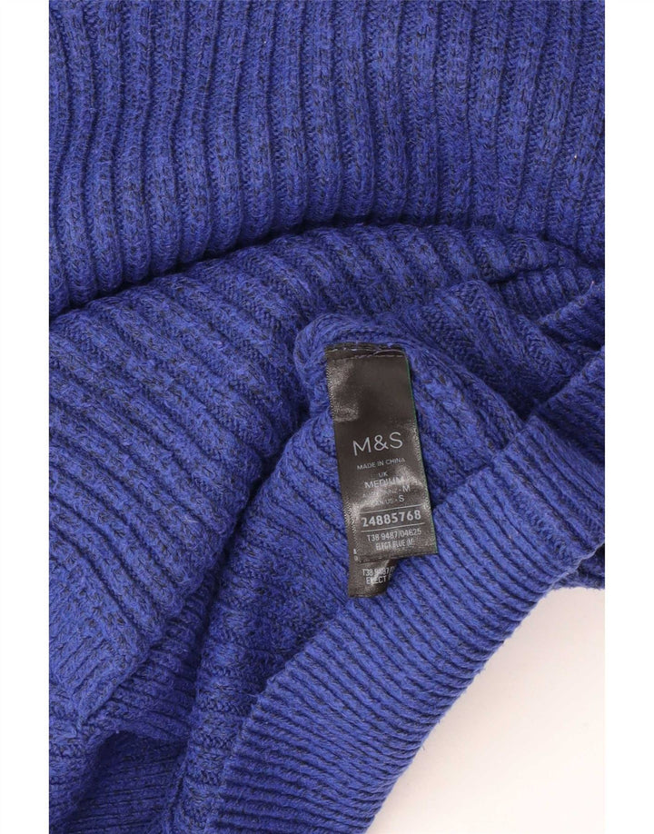 Marks & Spencer Womens Hooded Jumper Sweater UK 14 Medium Blue Polyester