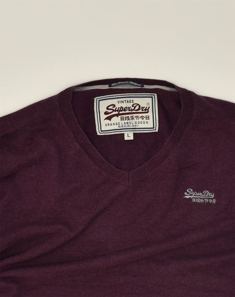 SUPERDRY Mens V-Neck Jumper Sweater Large Purple Cotton | Vintage Superdry | Thrift | Second-Hand Superdry | Used Clothing | Messina Hembry 