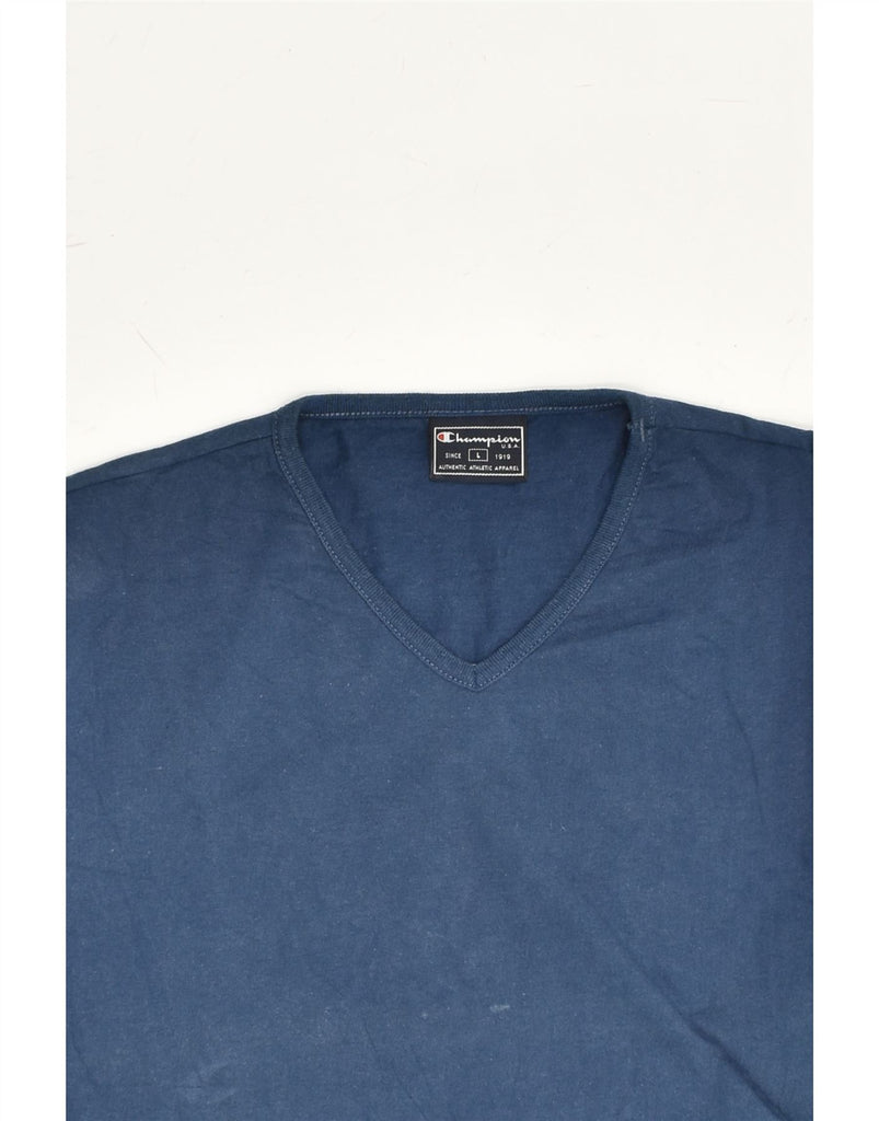 CHAMPION Mens T-Shirt Top Large Navy Blue Cotton | Vintage Champion | Thrift | Second-Hand Champion | Used Clothing | Messina Hembry 