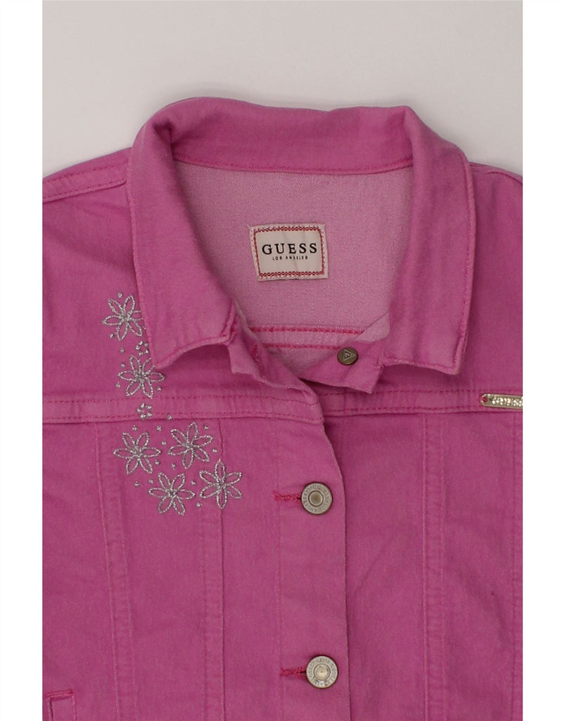 GUESS Girls Denim Jacket 6-7 Years Pink Floral Cotton | Vintage Guess | Thrift | Second-Hand Guess | Used Clothing | Messina Hembry 