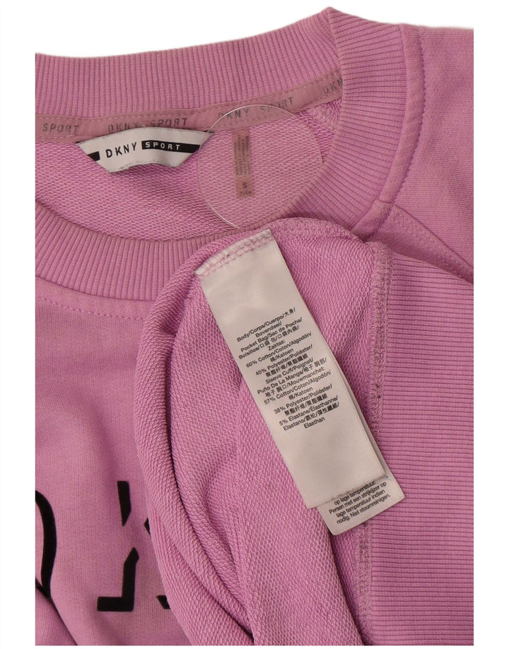 Dkny Womens Graphic Oversized Sweatshirt Jumper UK 10 Small Pink Cotton