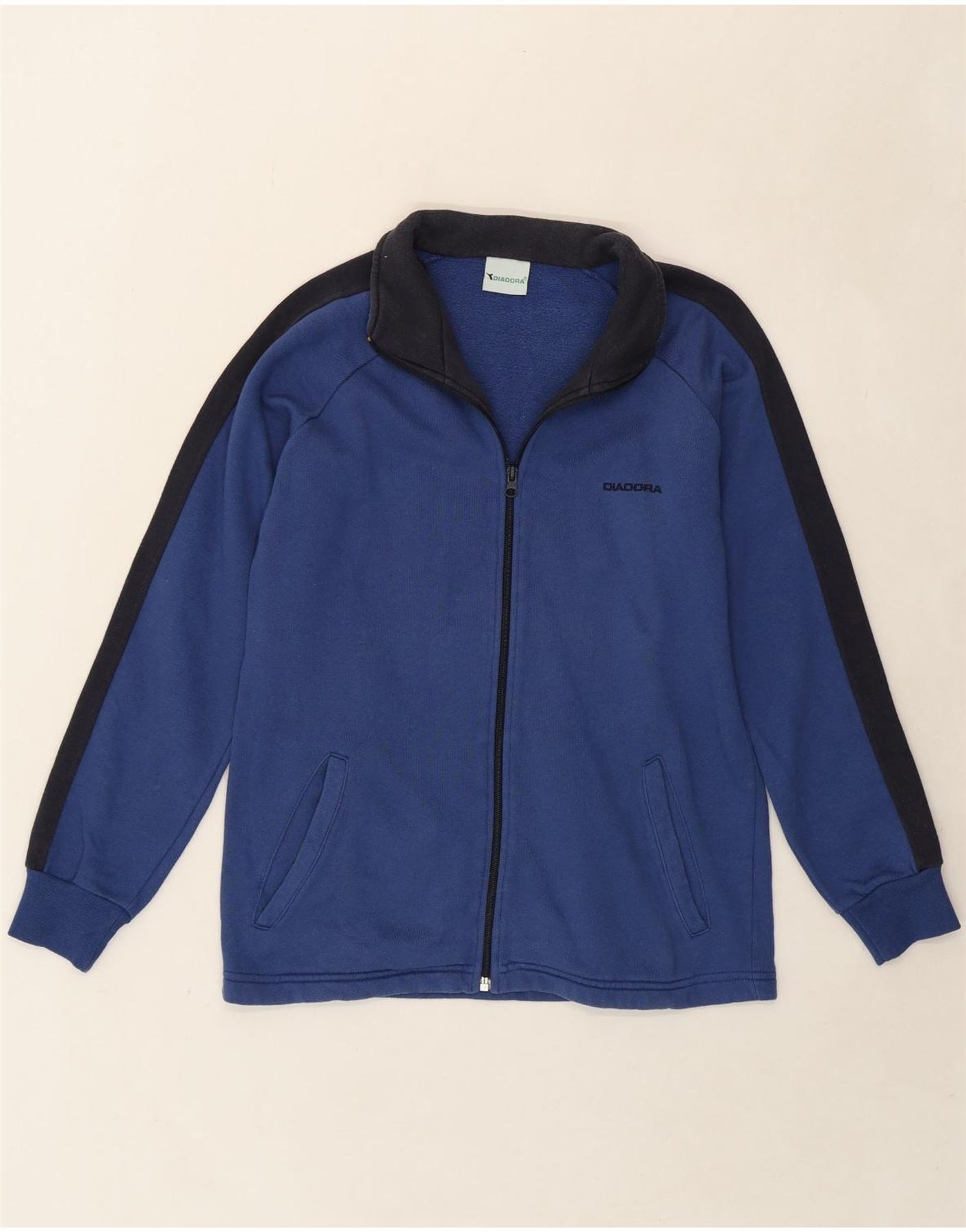 DIADORA Damen Trainingsanzug Top Jacke UK 10 Small Blau Colourblock  Baumwolle