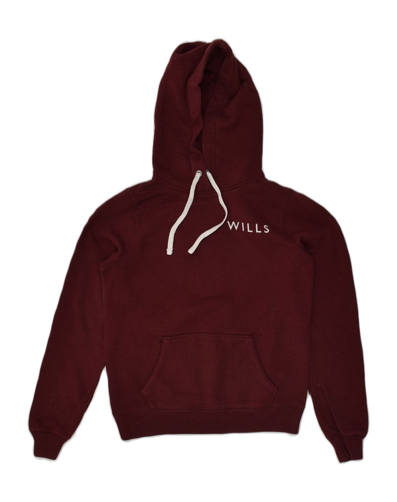 JACK WILLS Womens Classic Fit Graphic Hoodie Jumper UK 10 Small Burgundy | Vintage Jack Wills | Thrift | Second-Hand Jack Wills | Used Clothing | Messina Hembry 