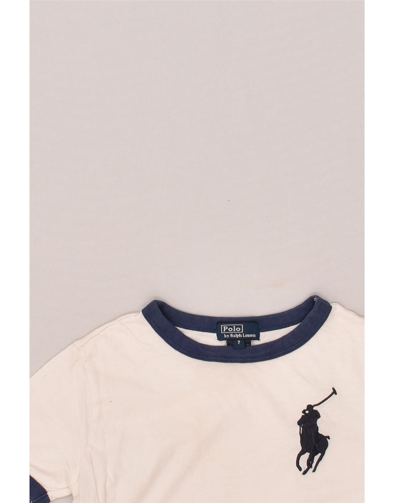 POLO RALPH LAUREN Boys T-Shirt Top 6-7 Years Off White Cotton | Vintage Polo Ralph Lauren | Thrift | Second-Hand Polo Ralph Lauren | Used Clothing | Messina Hembry 