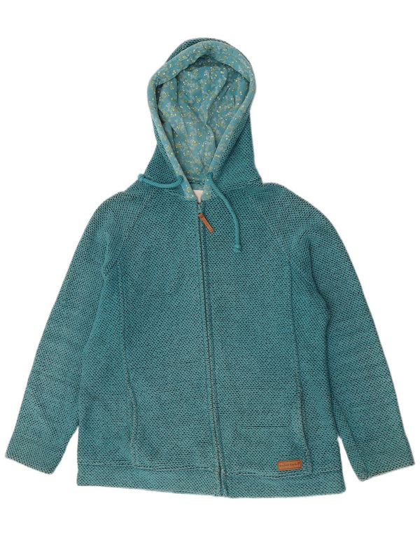 Weird Fish Womens Zip Hoodie Sweater UK 16 Large Turquoise Cotton