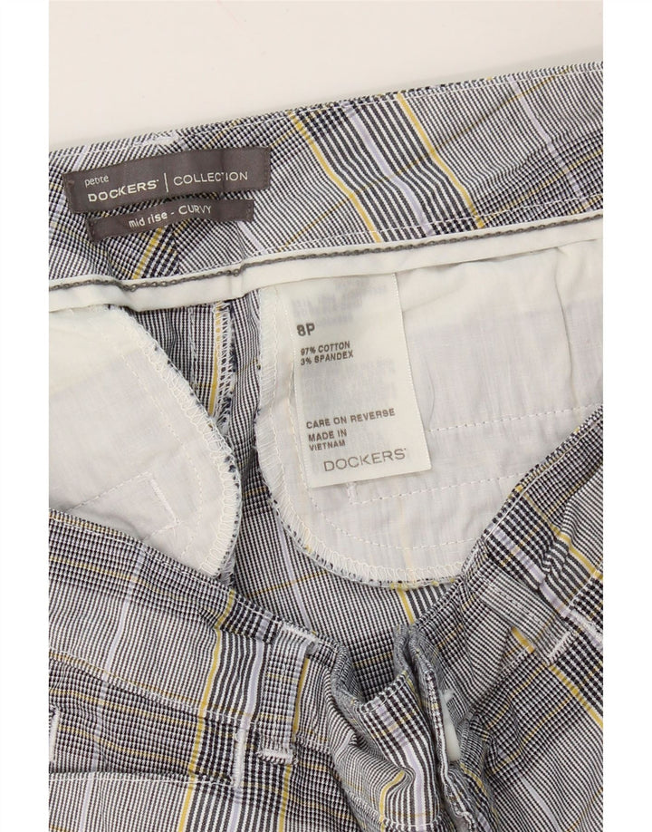 DOCKERS Womens Curvy Mid Rise Casual Shorts US 8 Medium W30 Grey Check Vintage Dockers and Second-Hand Dockers from Messina Hembry 