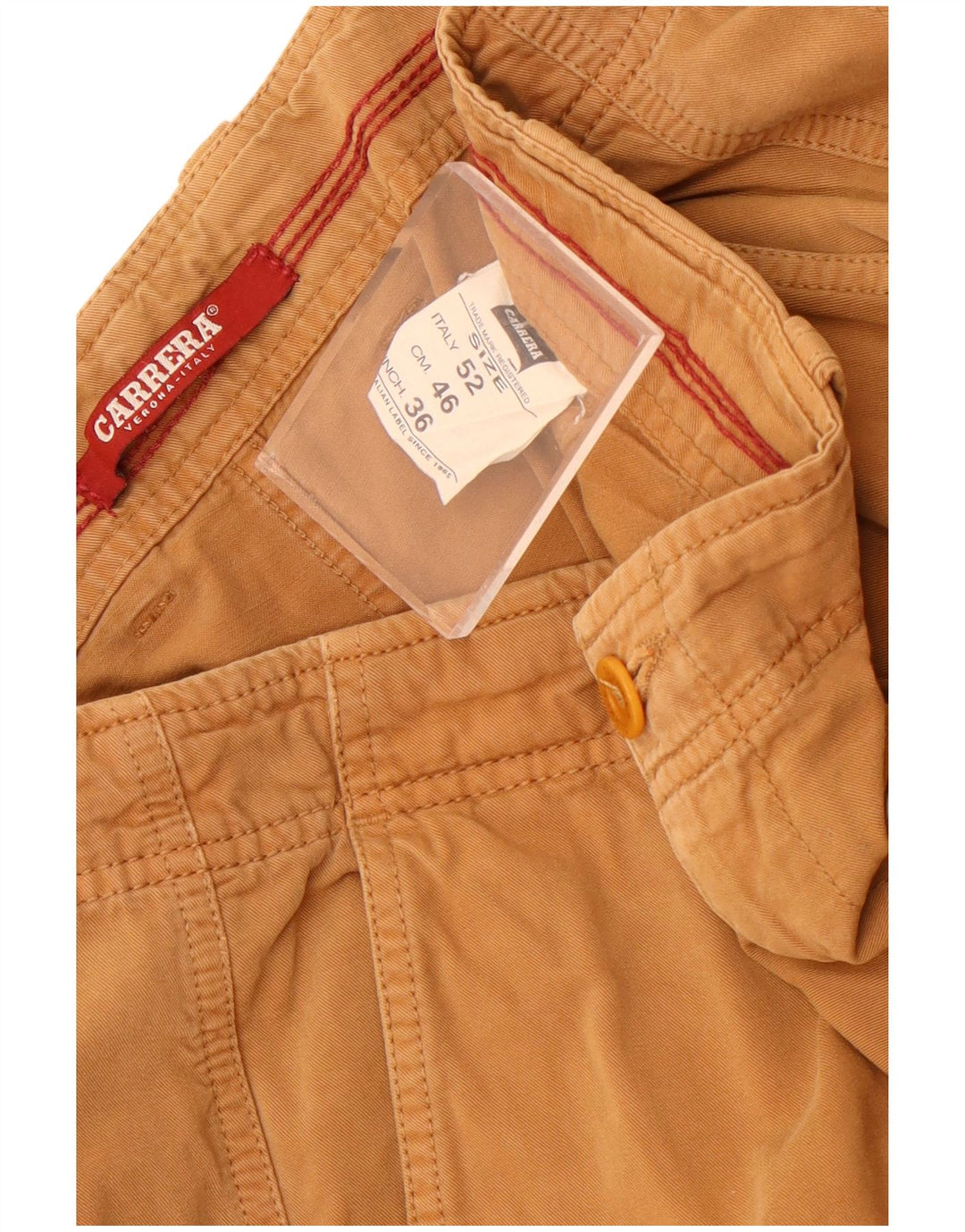 Carrera Mens Cargo Shorts IT 52 XL W36 Brown Cotton