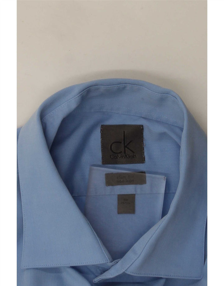 Calvin Klein Mens Slim Fit Shirt Size 40 15 3/4 Medium Blue Classic