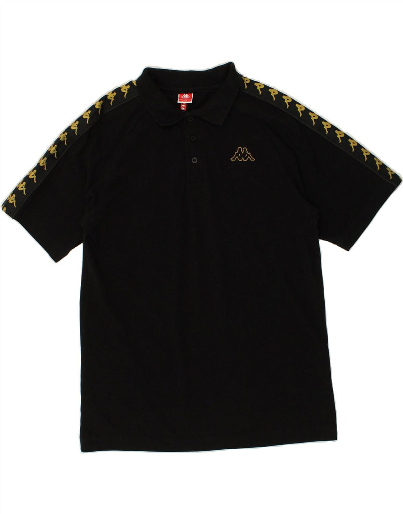 KAPPA Mens Graphic Polo Shirt Large Black Cotton | Vintage Kappa | Thrift | Second-Hand Kappa | Used Clothing | Messina Hembry 