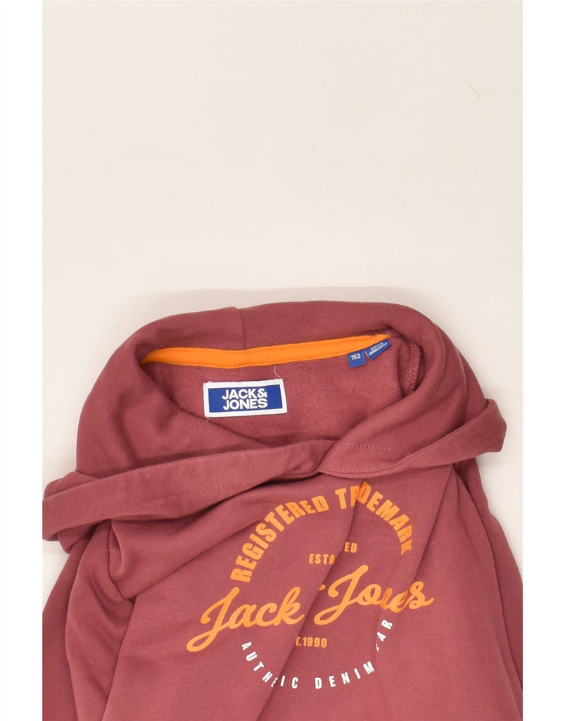 JACK & JONES Boys Graphic Hoodie Jumper 11-12 Years Maroon Cotton | Vintage Jack & Jones | Thrift | Second-Hand Jack & Jones | Used Clothing | Messina Hembry 