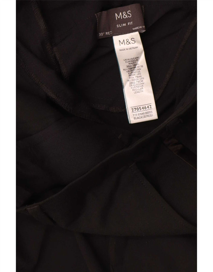 Marks & Spencer Womens Slim Fit Suit Trousers W30 L31 Black Polyester