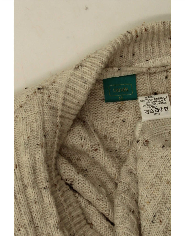 C&A Mens Canda V-Neck Jumper Sweater Medium Beige Flecked Acrylic