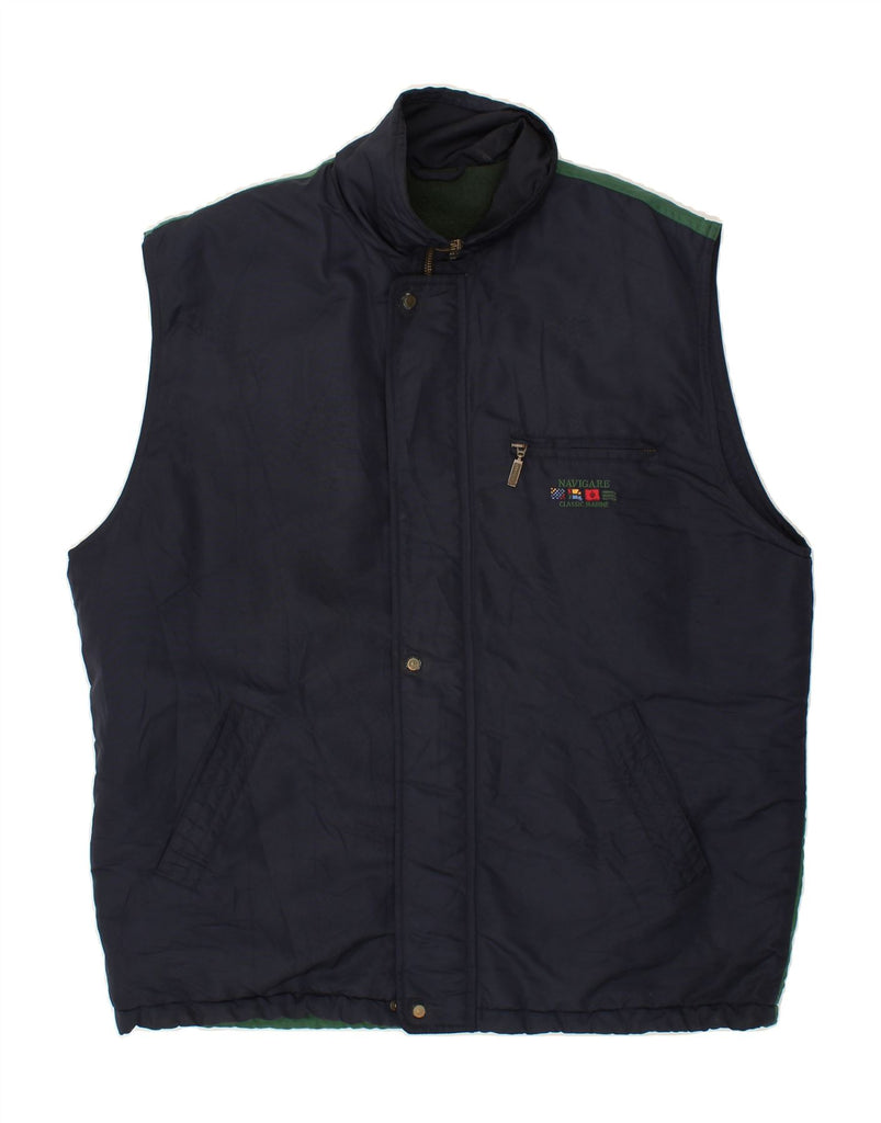 NAVIGARE Mens Padded Gilet UK 40 Large Navy Blue Colourblock | Vintage Navigare | Thrift | Second-Hand Navigare | Used Clothing | Messina Hembry 