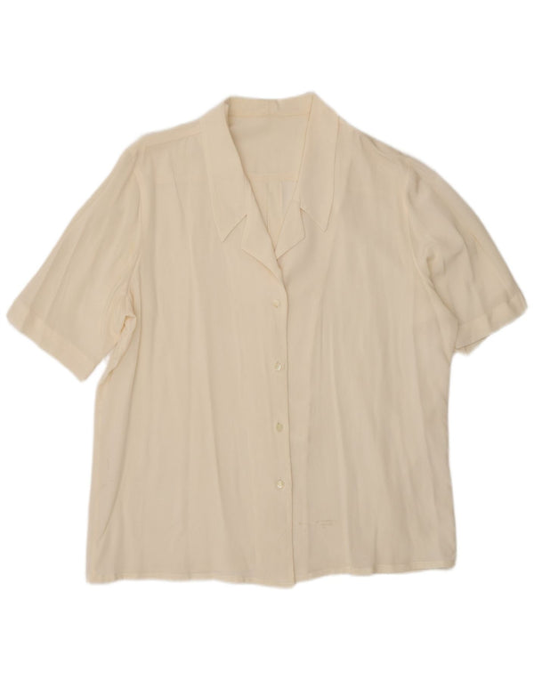 Vintage Womens Short Sleeve Shirt Blouse UK 18 XL Off White