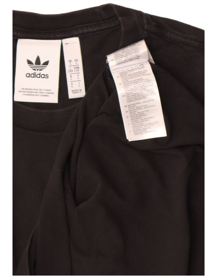 Adidas Mens T-Shirt Top Large Black Cotton