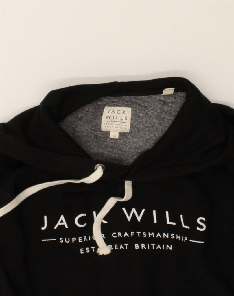 JACK WILLS Mens Graphic Hoodie Jumper XS Black Cotton | Vintage Jack Wills | Thrift | Second-Hand Jack Wills | Used Clothing | Messina Hembry 