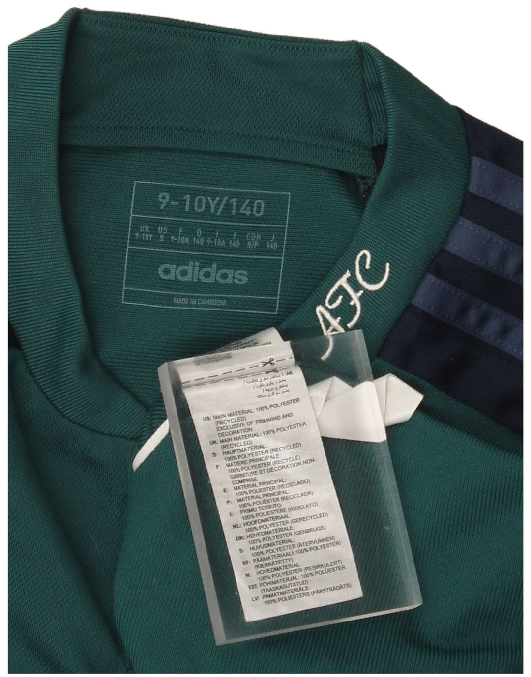 ADIDAS Boys Fly Emirates Graphic T-Shirt Top 9-10 Years Green Colourblock