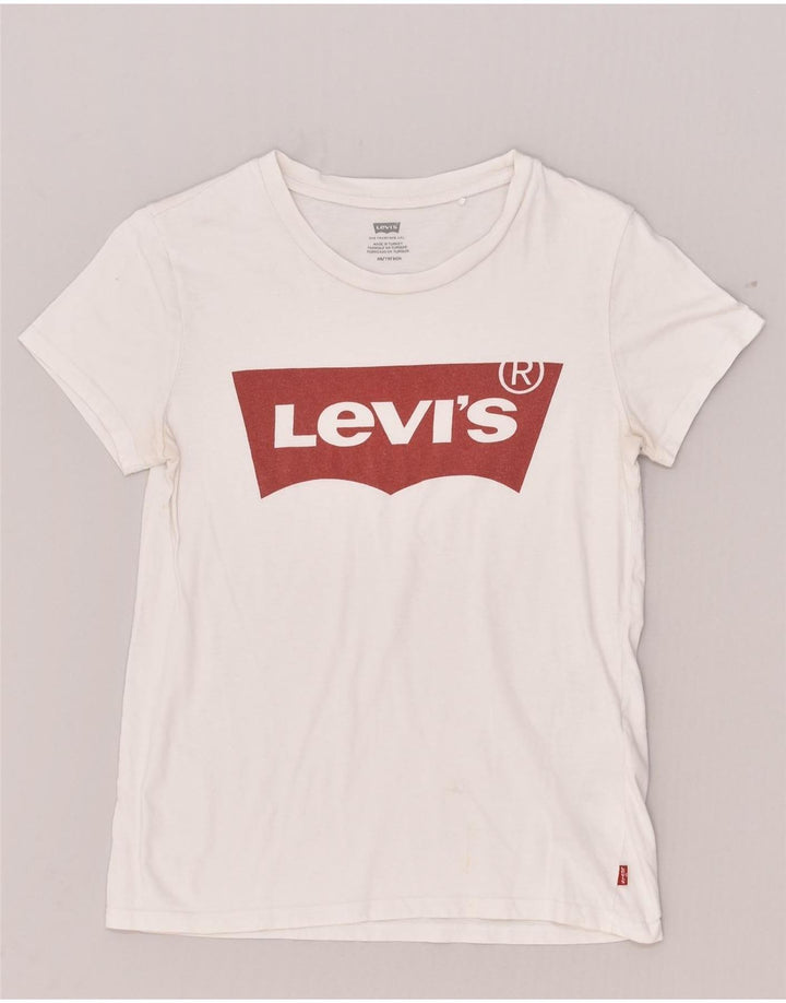 LEVI'S Womens Graphic T-Shirt Top UK 6 XS White Cotton | Vintage Levi's | Thrift | Second-Hand Levi's | Used Clothing | Messina Hembry 