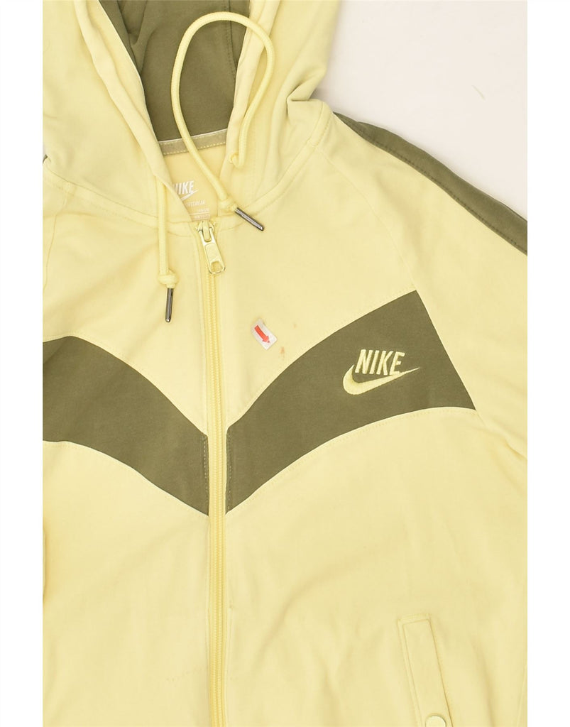 NIKE Womens Zip Hoodie Sweater UK 12 Medium Yellow | Vintage Nike | Thrift | Second-Hand Nike | Used Clothing | Messina Hembry 