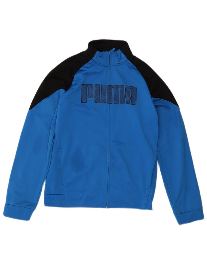 Puma Boys Graphic Tracksuit Top Jacket 13-14 Years Blue Colourblock
