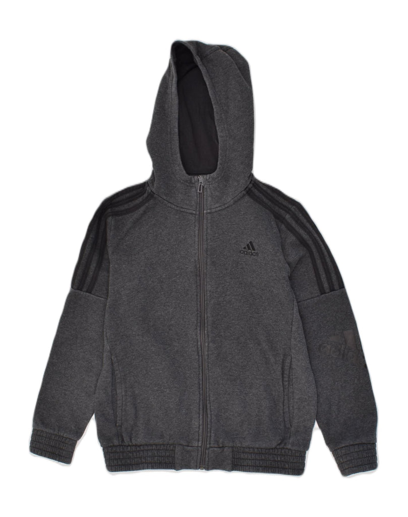 ADIDAS Boys Zip Hoodie Sweater 11-12 Years Grey Cotton | Vintage Adidas | Thrift | Second-Hand Adidas | Used Clothing | Messina Hembry 