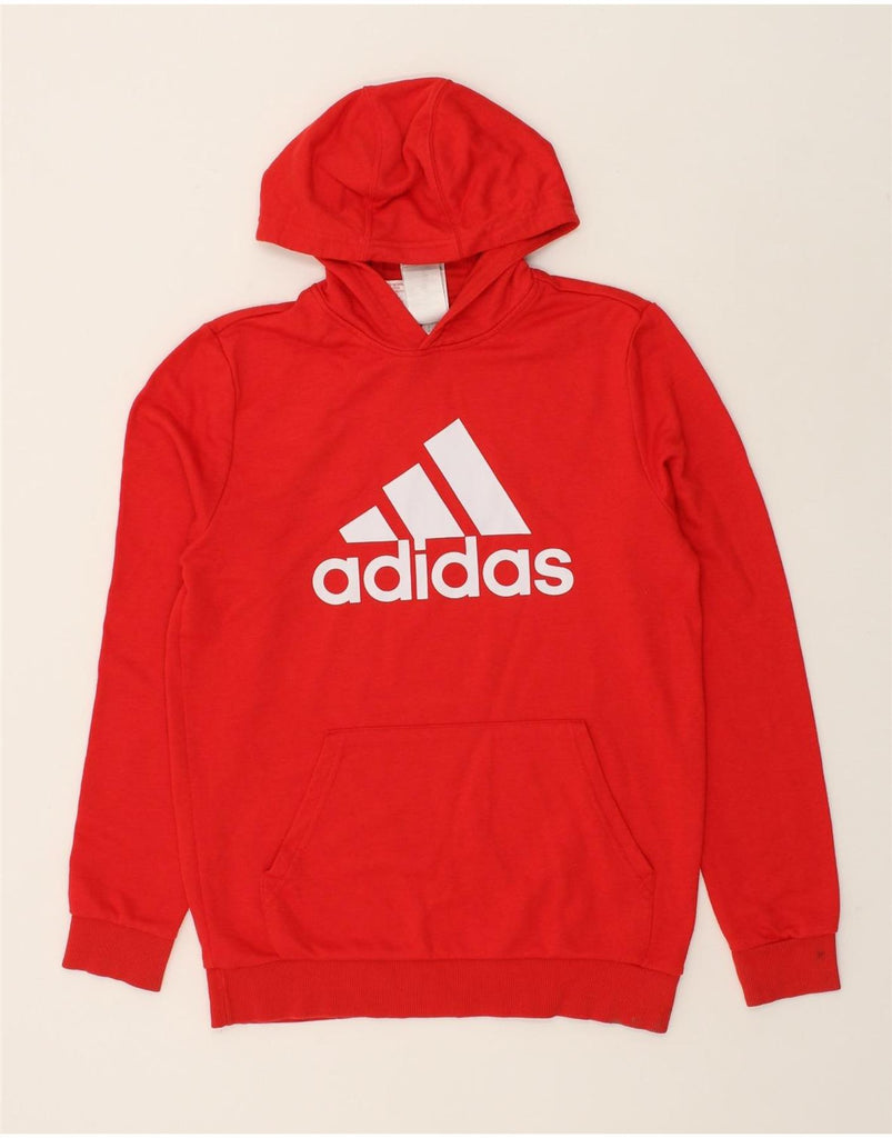 ADIDAS Boys Graphic Hoodie Jumper 15-16 Years Red Cotton | Vintage Adidas | Thrift | Second-Hand Adidas | Used Clothing | Messina Hembry 