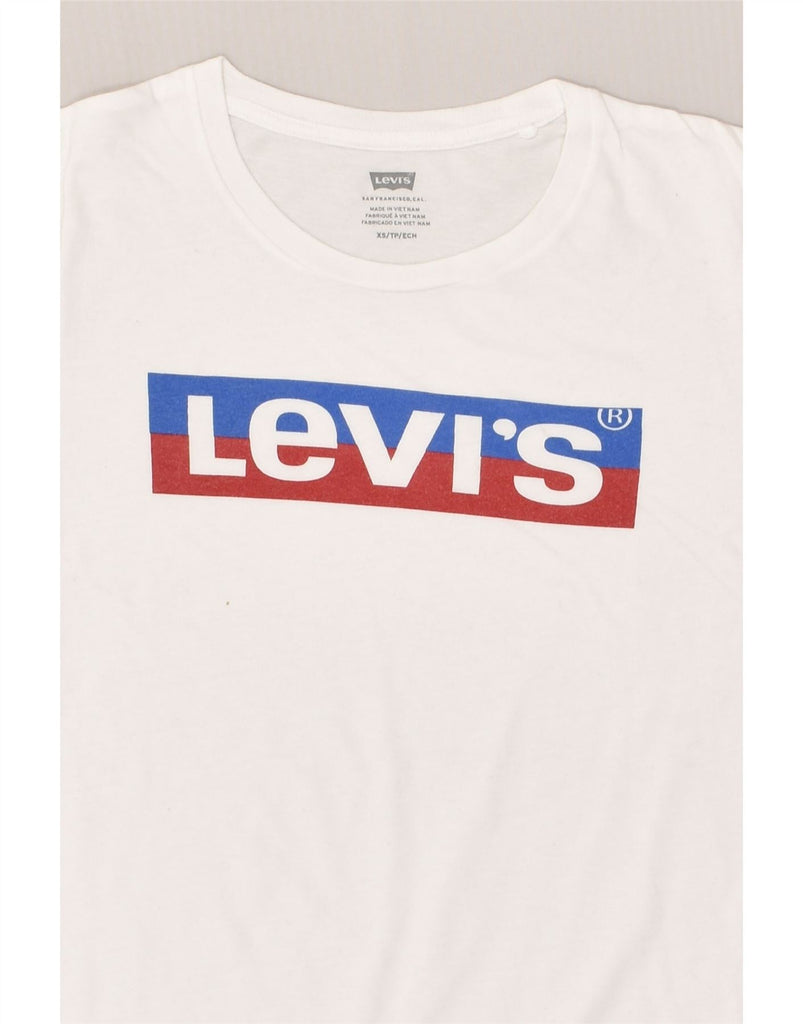 LEVI'S Womens Graphic T-Shirt Top UK 6 XS White | Vintage Levi's | Thrift | Second-Hand Levi's | Used Clothing | Messina Hembry 